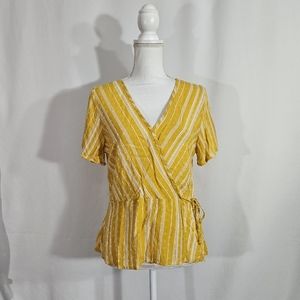 Urban Romantics yellow wrap  blouse junior's size large